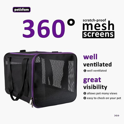 petisfam Soft Pet Carrier for Large and Medium Cats, 2 Kitties, Small Dogs. Easy to Get Cat in, Great for Cats That Don&