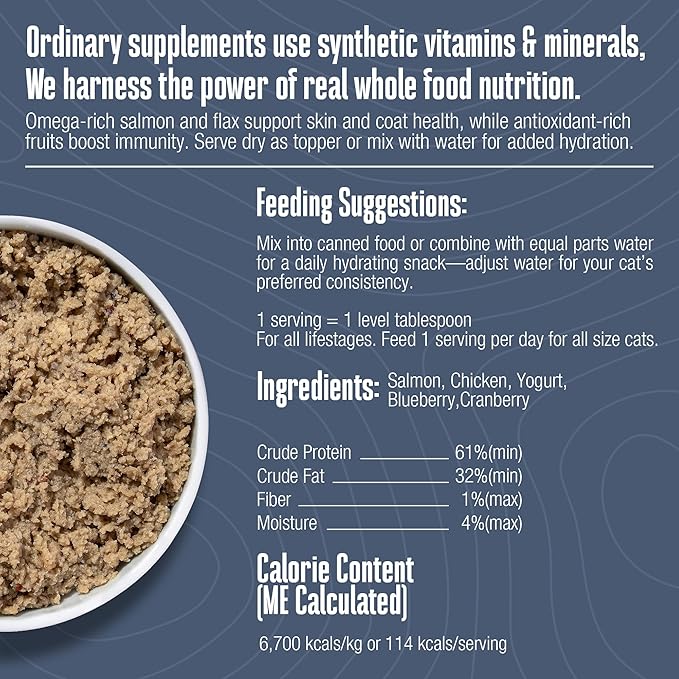 Whole Life Pet Healthy Skin and Coat Cat Supplements for Dry Skin, Allergy &amp; Stomach Relief, Cat Immune &amp; Digestive Support - Probiotics &amp; Omega 3 for Cats, Cat Food Add Ins - 30-Day Supply