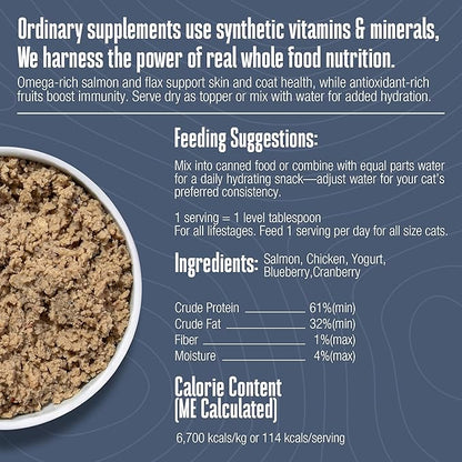 Whole Life Pet Healthy Skin and Coat Cat Supplements for Dry Skin, Allergy &amp; Stomach Relief, Cat Immune &amp; Digestive Support - Probiotics &amp; Omega 3 for Cats, Cat Food Add Ins - 30-Day Supply