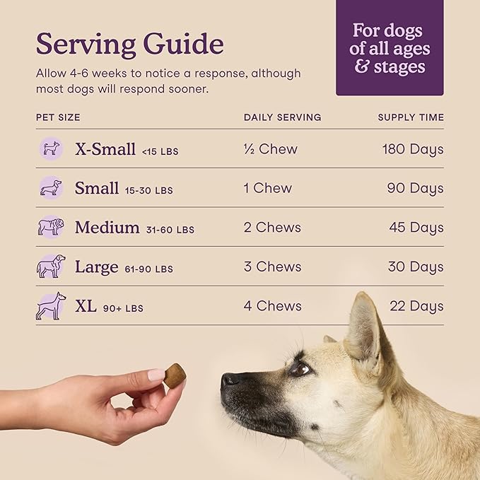 Fera Pets Dog Calming Chews with Ashwagandha &amp; Priome® Mental Wellbeing Postbiotic Blend - Supports Anxiety Relief - Promotes Relaxation - 90 Soft Chews