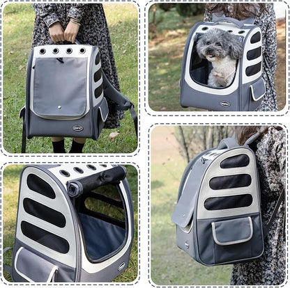 Dog Backpack, Ventilated Pet Hiking Backpack Travel Bag, Airline Approved Cat Backpack for Travel, Hiking, Outdoor Use(Blue)