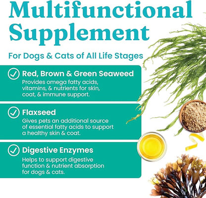 Solid Gold Cat &amp; Dog Multivitamin Chews - Kelp, Omega 3 &amp; Vitamins for Dental, Digestive, Immune, Skin &amp; Coat Health - Multi Vitamin for Dogs &amp; Cats - Sea Kelp Based Soft Chew for All Ages - 120ct