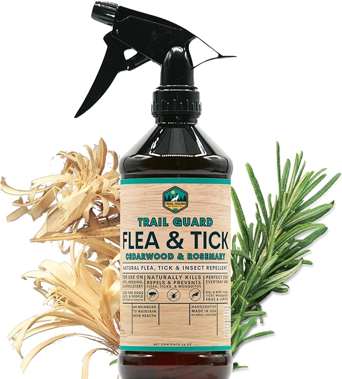 Trail Guard Natural Extra Strength Insect, Flea and Tick Spray for Dogs, Cats, People &amp; Home (16oz, Cedarwood &amp; Rosemary)