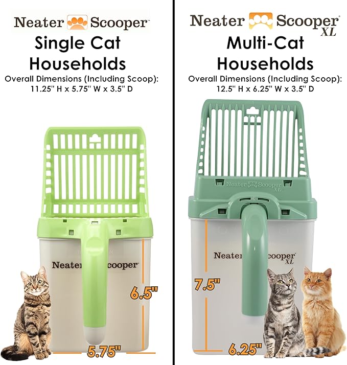 Neater Pet Brands Neater Scooper XL Cat Litter Scoop, 15 Refill Bags – Extra-Large Capacity Mess-Free Cat Litter Scooper with Bag for Large &amp; Multiple Cats, Spill-Proof Litter Box Scooper with Holder