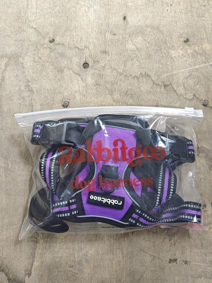 rabbitgoo Dog Harness No Pull with 2 Leash Clips, Adjustable Soft Padded, Reflective Oxford No Choke Pet Vest with Easy Control Handle for Large Dogs, Purple, XL