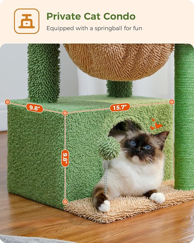PEQULTI 4-in-1 Cactus Cat Tree, 33&