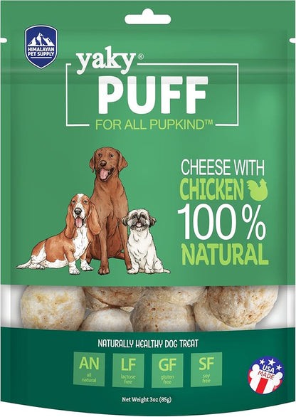 Himalayan Dog Chew Yak Cheese Treats, 100% Natural, Long Lasting, Gluten Free, Healthy &amp; Safe, Lactose &amp; Grain Free, Protein Rich, Chicken Flavor Flavor Crispy Puffed Treat, For All Breeds, 9.9 oz