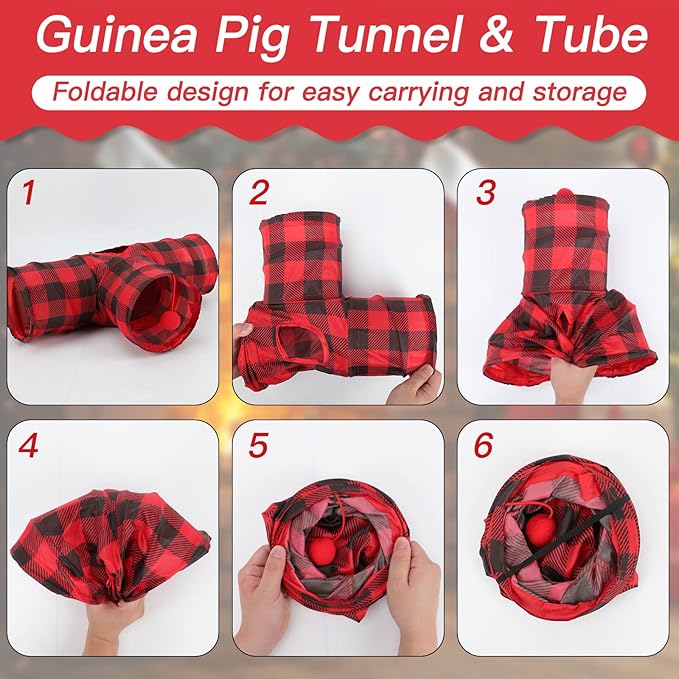 Rypet Guinea Pig Tunnels &amp; Tubes Collapsible 3 Way Small Animals Hideaway Activity Tunnel Toys for Guinea Pig Chinchilla Ferret Hamster