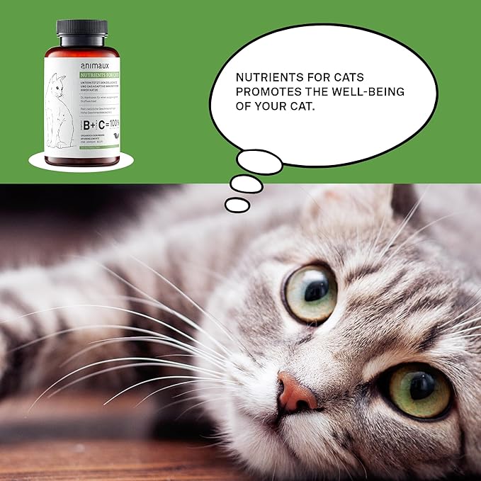 animaux – nutrients for Cats, All-Natural Cat Vitamins, Cat Essentials to Strengthen The Immune System &amp; Natural Cell Protection, Healthy Skin &amp; Shiny Coat, 120 Chewable Tablets, 120 Days Supply