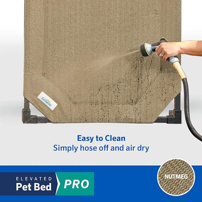 Coolaroo Pro Elevated Dog Bed - Low-Profile Access, Moisture-Resistant Cover, Breathable Fabric &amp; Tool-Free Setup, Nutmeg, Standard