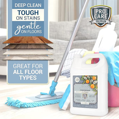 ProCare Citrus Floor Cleaner Concentrate (Made in USA) | Vinyl, Wood, Tile, Stone &amp; Laminate Floor Cleaner For Mopping, Household Supplies, Cleaning Solution For Kitchen &amp; Bathroom - 1 Gallon