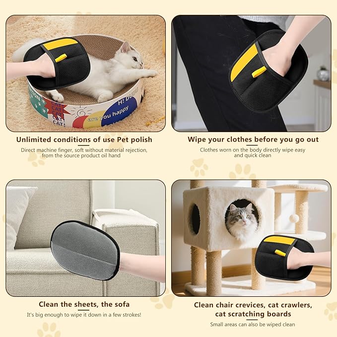 2pcs Pet Hair Removal Glove for Cats &amp; Dogs, 2025 New Upgrade Efficient Grooming Gloves for Pet Hair, Cat Grooming Gloves for Hair Removal, Reusable Pet Hair Remover Glove