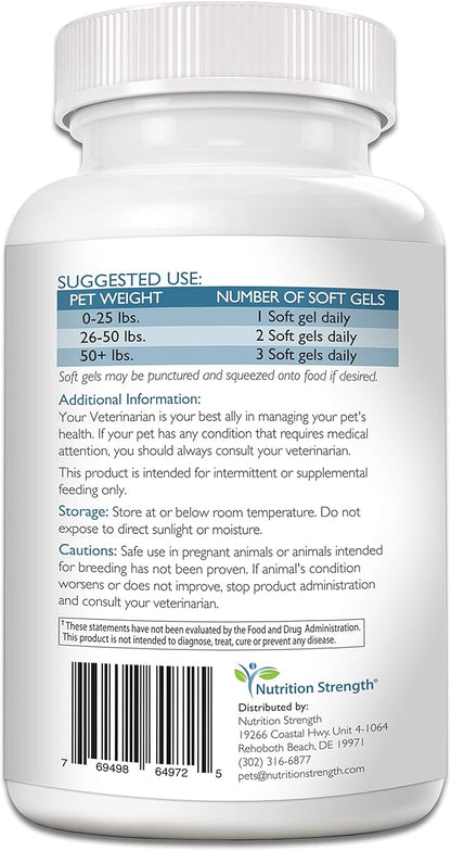 Omega 3 Fish Oil Soft Gels for Dogs with EPA &amp; DHA Fatty Acids for Heart, Skin, Coat &amp; Allergy Support, Hip &amp; Joint &amp; Arthritis Dog Supplement, 180 Soft Gels