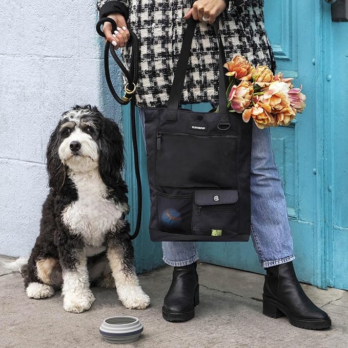Park Pack 2-Piece Set Dog Gear Tote – Dog Travel Bag with 8 Pockets, Treat Pouch, Poop Bag Dispenser, Quick-Dry Ball Pocket, Collapsible Bowl, Perfect for Walks &amp; Park Trips, Graphite