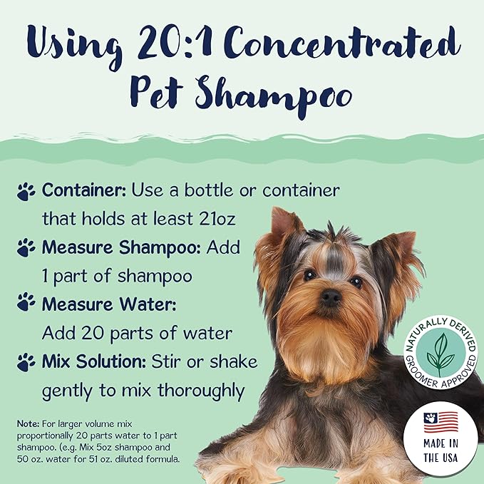 Bobbi Panter Dog Shampoo - Made in USA - All Natural Formula for Itch Relief &amp; Soothing Skins, Concentrated 16:1 for Professional Groomers - Green Apple Scent, 1 Gallon