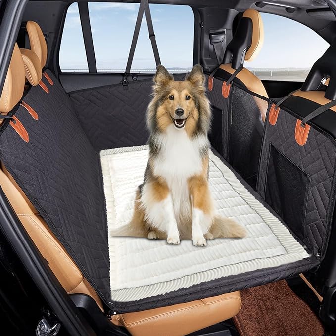 VClife Dog Bed Mat for Car, Anti Slip Pet Bed Travel Pad Comfortable Furry Dog Car Seat Cover for Backseat Extender, Washable Pet Cushion Bed Mat for Indoors &amp; Outdoors (Beige, 59"×27.6")