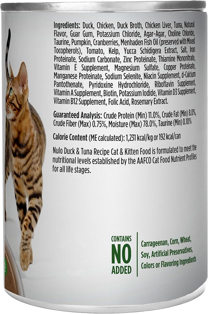 Nulo Duck &amp; Tuna Recipe Pate Wet Canned Cat Food, 12.5 Ounce (Pack of 12)