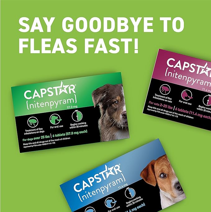 CAPSTAR Oral Flea Treatment for Dogs, Fast Acting Tablets Start Killing Fleas in 30 Minutes, Medium &amp; Large Dogs (Over 25 lbs), 6 Doses