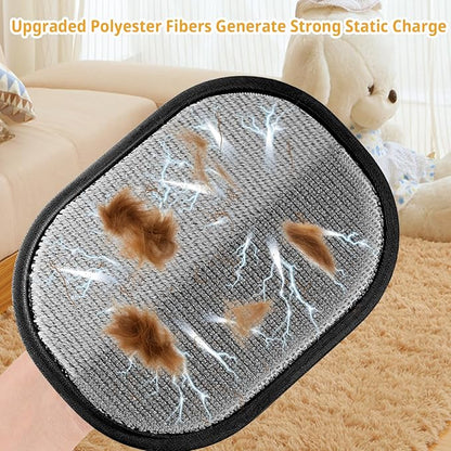 Upgraded Electrostatic Pet Hair Removal Glove - Reusable, Washable Mitt for Furniture, Carpet, Car Seat &amp; Clothing - Efficient Cat &amp; Dog Hair Remover