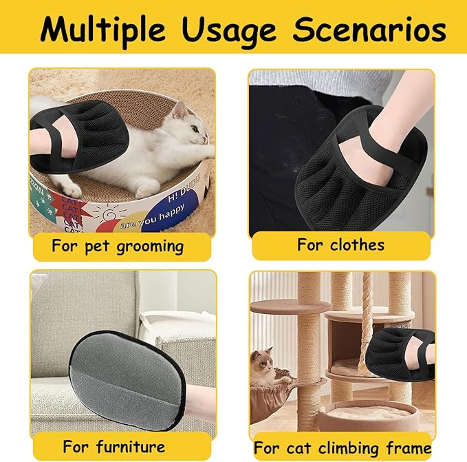 Vingtank 2Pcs Pet Hair Remover Glove, 2025 Upgraded Pet Hair Remover Electrostatic Gloves Reusable Cat &amp; Dog Hair Removal Tool for Couch, Furniture, Carpet, Car Seat