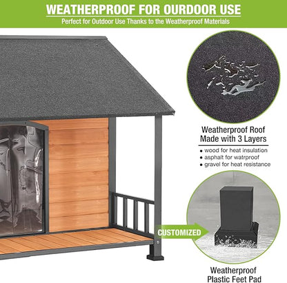 Gutinneen Large Dog House Outdoor Dog Kennel with All-Around Iron Frame Dog Cage Perfect for Small &amp; Medium &amp; Large Dogs,Roomy