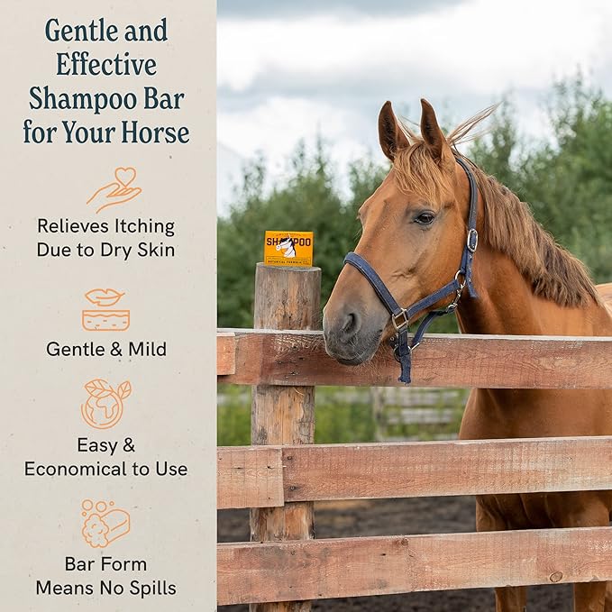 JR Liggett’s Botanical Horse Shampoo Bar for Sensitive Skin - 100% Detergent Free, Non-GMO &amp; Biodegradable - Deep-Cleansing, Hypoallergenic Formula for Healthy Skin, Mane &amp; Tail - 3.5 oz Bar