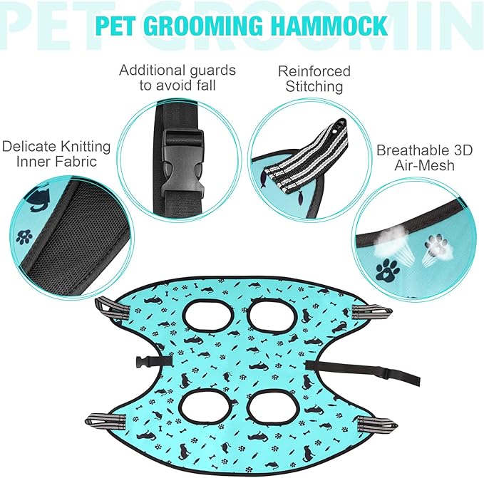 Dog&amp;Cat Grooming Hammock - Pet Harness for Grooming Nail Trimming (XS 15lb), Dog Sling for Nail Clipping, Dog Hanging Holder for Cutting Nail with Nail Clippers