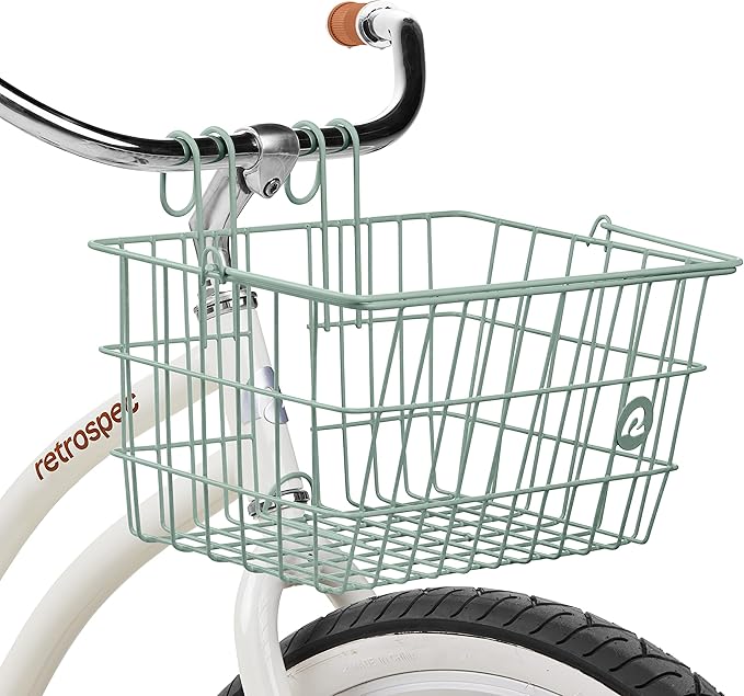 Retrospec Apollo-Lite Lift-Off Bike Basket - Detachable Steel Handlebar Basket with Carrying Handle for Commuting, Shopping &amp; Beach Trips - 14.5in x 9.5in Weather-Resistant Biking Gear