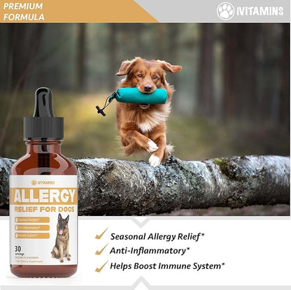 Natural Dog Allergy Relief - Helps to Naturally Support Allergy &amp; Itch Relief for Dogs - Allergy Relief for Dogs Itching - Itch Relief for Dogs - Dog Itch Relief - Dog Allergy Support - 1 fl oz (Dogs)
