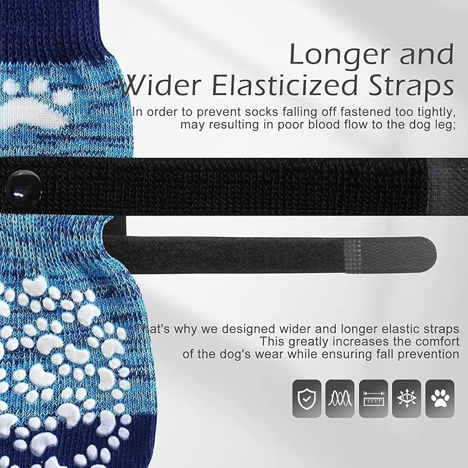 EXPAWLORER Anti Slip Dog Socks to Prevent Licking Paws, Dog Shoes for Hot Pavement, Dog Booties for Small Medium Large Senior Dogs, Traction Control Boots &amp; Paw Protectors for Hardwood Floors