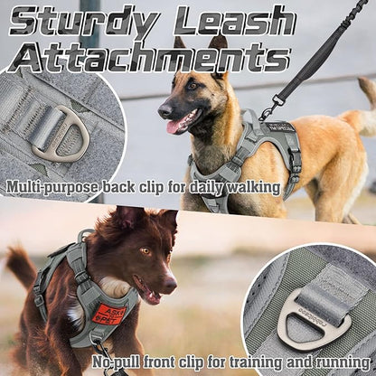 rabbitgoo Tactical Dog Harness for Small Dogs, No Pull Military Service Vest with Handle &amp; Molle, Easy Control for Training Walking, Adjustable Reflective Straps, Dark Grey, S