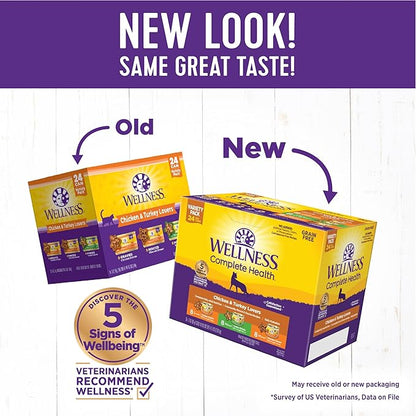 Wellness Complete Health Gravy &amp; Minced Adult Wet Cat Food, Natural, Protein-Rich, Grain-Free, 3 Ounce, 24 Pack, (Chicken &amp; Turkey Lovers Variety Pack)