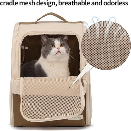 YaKuss Cat Carrier Backpack,Steel Wire Frame More Stable,600D Wear-Resistant Oxford Fabric, Dog Carrier Cat Backpacks Suitable for Travel