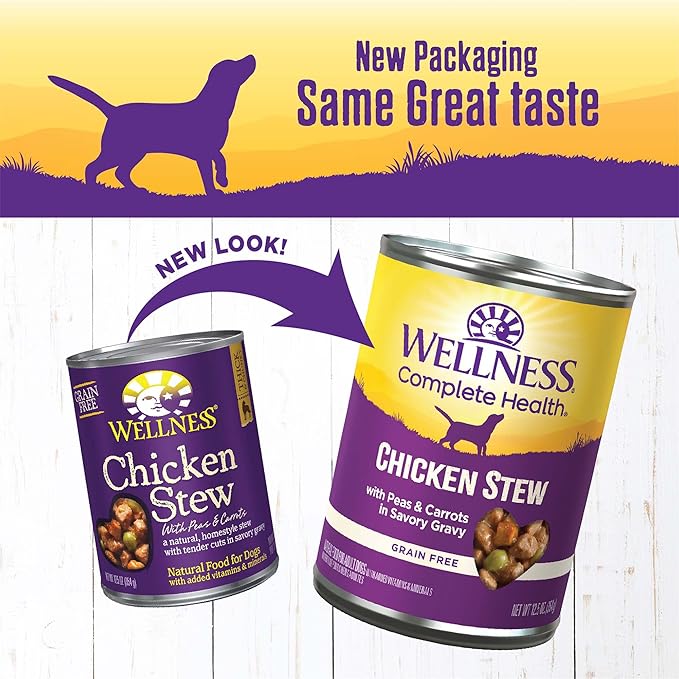 Wellness Complete Health Thick &amp; Chunky Natural Grain Free Canned Wet Dog Food, Chicken Stew, 12.5-Ounce Can (Pack of 12)