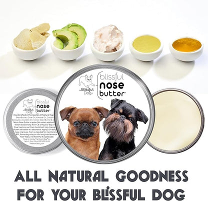 The Blissful Dog Brussels Griffon Nose Butter for Dry, Cracked Skin, Lick-Safe Dog Nose Balm with Moisturizing Shea Butter, Almond, Olive, and Essential Oils, Pet Supplies, Uncented, 2 oz.