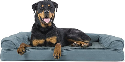 Furhaven Orthopedic Dog Bed for Large Dogs w/ Removable Bolsters &amp; Washable Cover, For Dogs Up to 95 lbs - Plush &amp; Suede Sofa, Jumbo/XL
