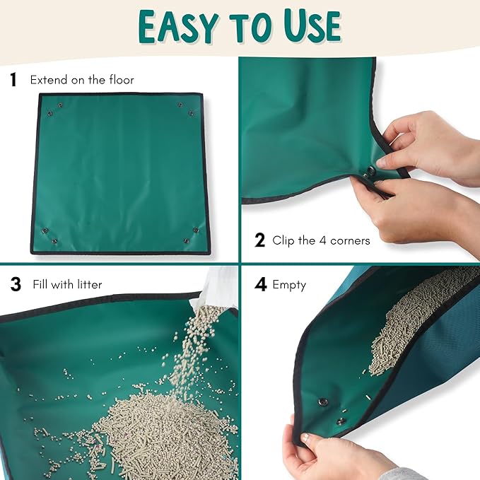 Travel Litter Box for Cats Small &amp; Foldable - Non-Stick Portable Litter Box for Cat Traveling, No-Mess, Collapsible Litterbox (Essentials Traveling with Cats by Car, Plane, and Camping)