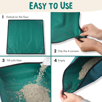 Travel Litter Box for Cats Small &amp; Foldable - Non-Stick Portable Litter Box for Cat Traveling, No-Mess, Collapsible Litterbox (Essentials Traveling with Cats by Car, Plane, and Camping)