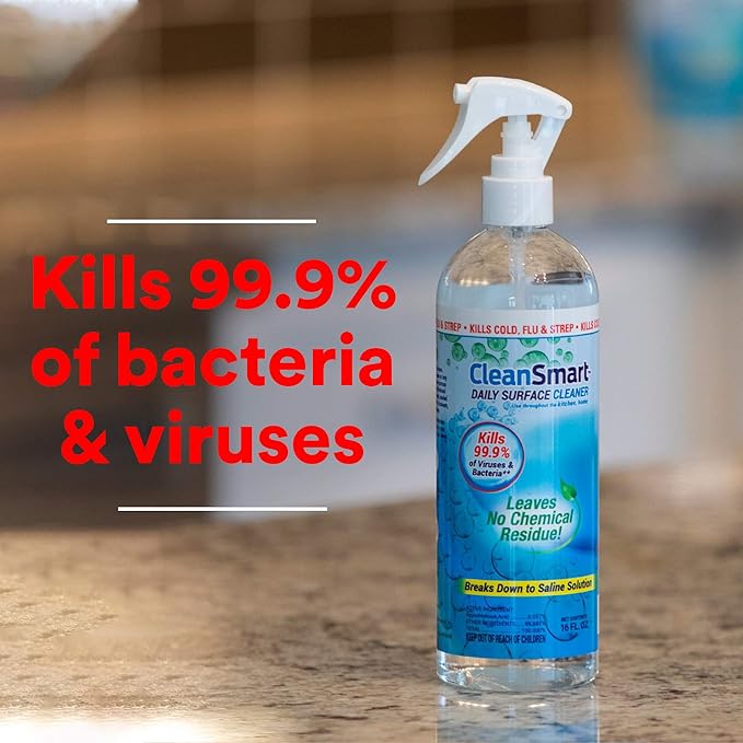 CleanSmart Daily Surface Spray Disinfectant, Kills 99.9% of Viruses, Bacteria, Mold &amp; Fungus, 16 oz Bottle (Pack of 3)