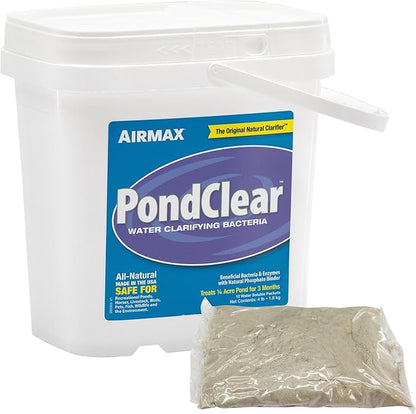 Airmax PondClear Packets, Beneficial Bacteria &amp; Enzyme Clarifier Treatment with Ecoboost PRx, Clear &amp; Clean Pond &amp; Lake Water, Safe for Fish, 12-Count