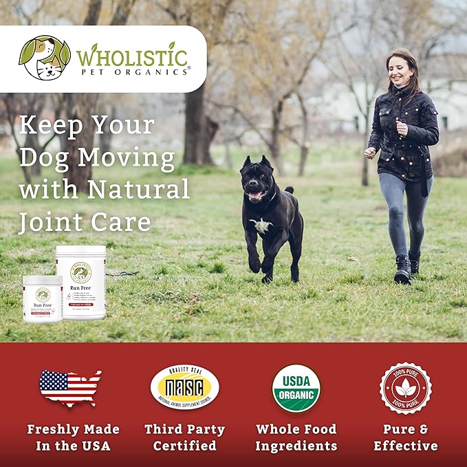 Wholistic Pet Organics Joint Supplement for Dogs - 1 Lb - Daily Dog Hip and Joint Supplement with Glucosamine Chondroitin &amp; MSM to Support Mobility - All Breeds &amp; Ages - Organic Glucosamine for Dogs