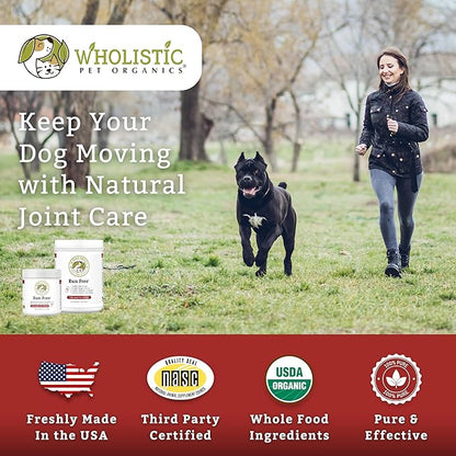 Wholistic Pet Organics Joint Supplement for Dogs - 1 Lb - Daily Dog Hip and Joint Supplement with Glucosamine Chondroitin &amp; MSM to Support Mobility - All Breeds &amp; Ages - Organic Glucosamine for Dogs