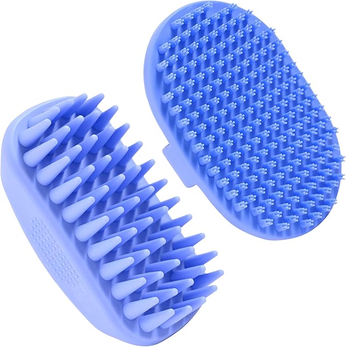 Dog Grooming Bath Brush, Pet Rubber Brush For Shower Scrubbing &amp; Soothing Massage, Ideal for Long &amp; Short Haired Dogs and Cats, Essential Puppy Grooming Accessories, 2 PACK [We Love Doodles]