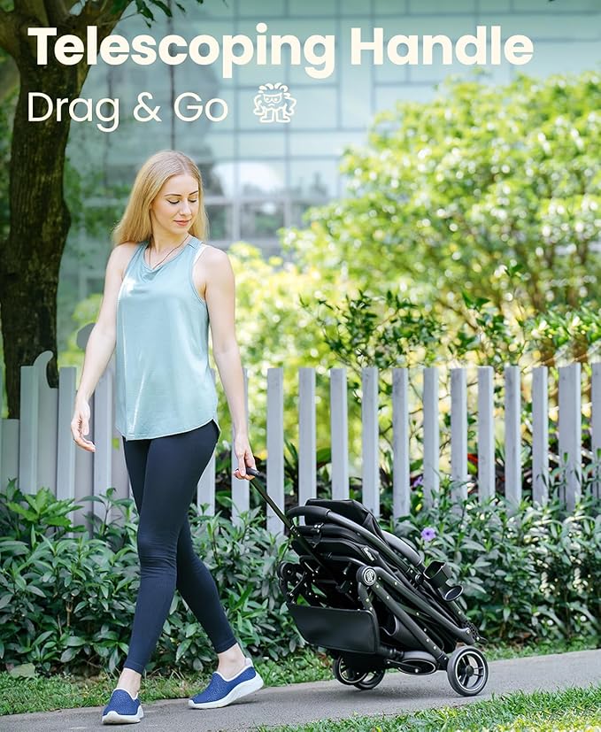4 Wheels Pet Stroller, Dog Stroller for Small/Medium Dogs and Cats up to 33 lbs, One-Click Fold &amp; Draggable, Removable Carrier, Zipperless Entry, Mesh Windows, Black