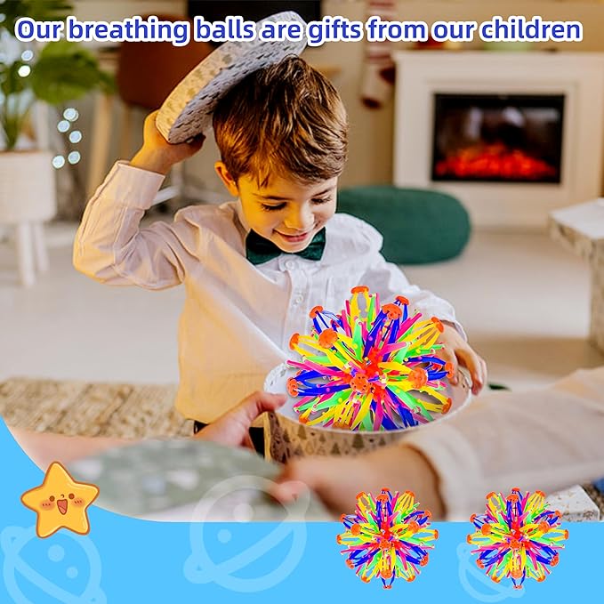 2Pcs Colorful Sphere Expandable Breathing Balls Fidget Toy-Stress Reliever ,Collapsible Expanding Magic Ball Toys from 6" to 12"for Kids &amp; Adults Mindfulness Meditation Practices,Yoga -ADHD