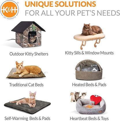K&amp;H Pet Products EZ Mount Cat Window Perch Kitty Sill Scratcher Cradle, Sturdy Window Perch for Large Cats, Steel Frame Scratcher Hammock with Strong Suction Cups for Glass - 20 X 11in Cardboard