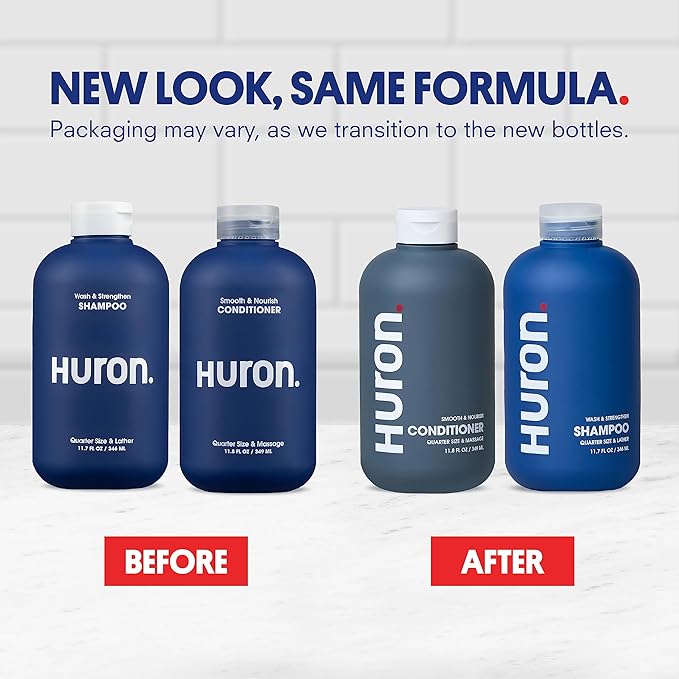 Huron Hair Duo | Nourishing Shampoo &amp; Conditioner Set for Men | Cleanse, Strengthen &amp; Hydrate | Sulfate-Free, Paraben-Free, Vegan | Designed for Daily Use on All Hair Types (2 Pack)