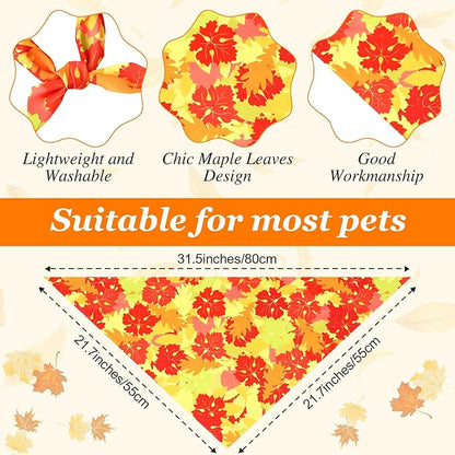 Abbylike 50 Pcs Fall Dog Bandana Bulk Maple Leaves Bandana for Dogs Triangle Kerchief Bibs Scarf for Small Medium Large Pet Autumn Thanksgiving Costume Accessories, 25 Styles (31.5 x 21.7 x 21.7 Inch)