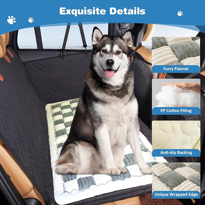 VClife Plaid Dog Car Bed Mat, Non-Slip Backseat Extender Pet Blanket, Washable Dog Bed Mat for SUVs, Sedans &amp; Small Trucks, Portable Travel Pad for Dogs, Wear Resistant, Pet Friendly, Gray, 51"×23.6"