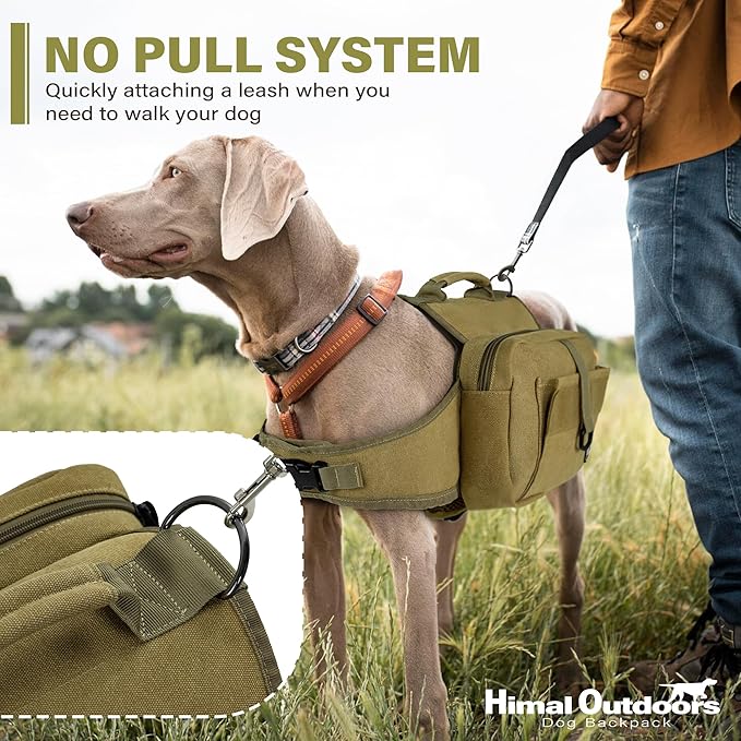 Himal Outdoors Dog Backpack &amp; Saddle Bag, Tactical Hiking Backpack for Large Dogs with Side Pockets &amp; Adjustable Strap